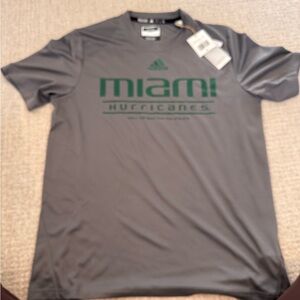 Adidas Gray and Green Miami Hurricanes Tee